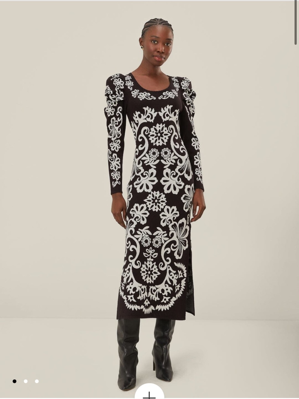 NWOT FARM Rio Black Cashew Mandala Knit Dress XS